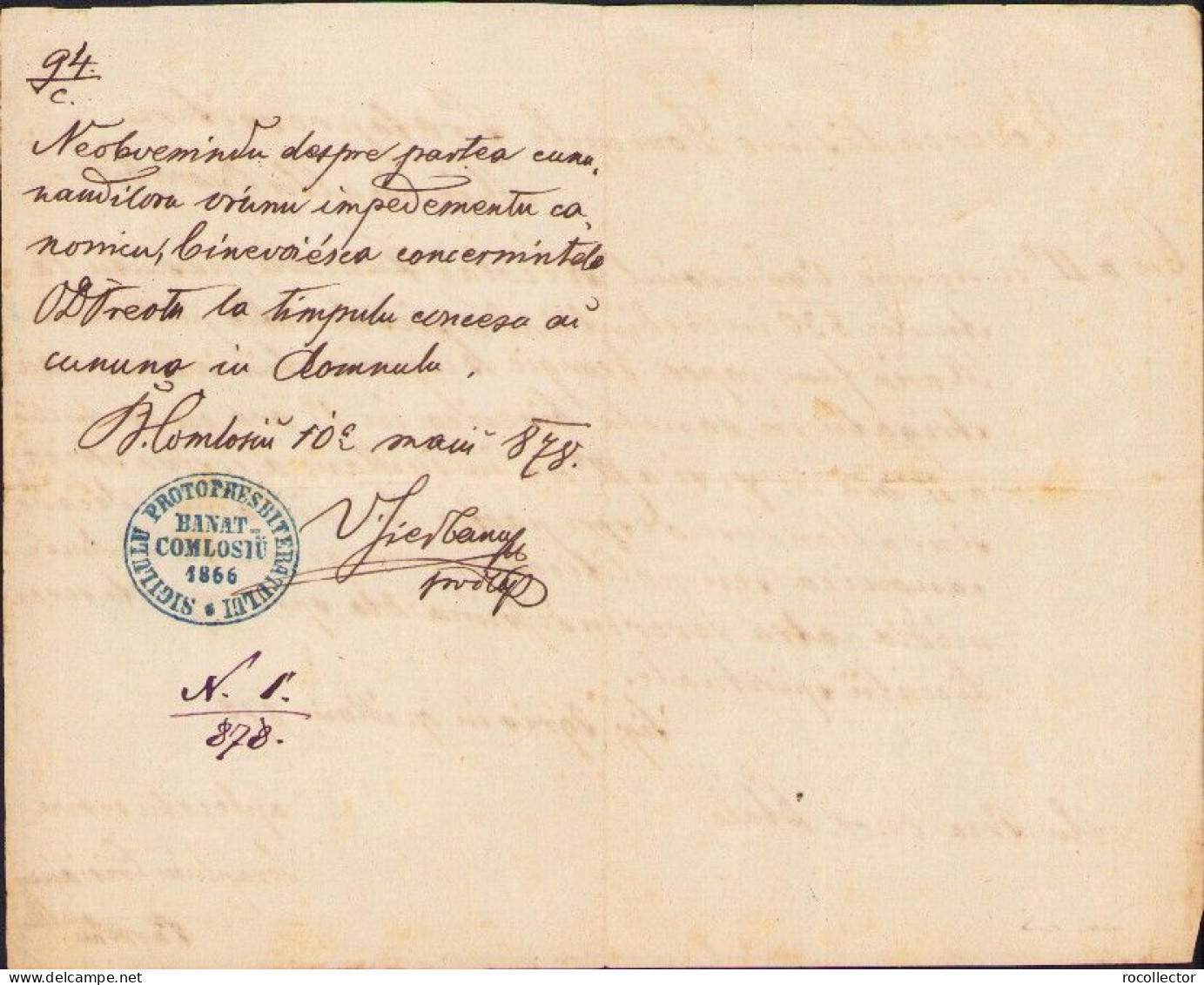 Licență De Căsătorie, 1878, Igriș, Județul Timiș A2512N - Collezioni