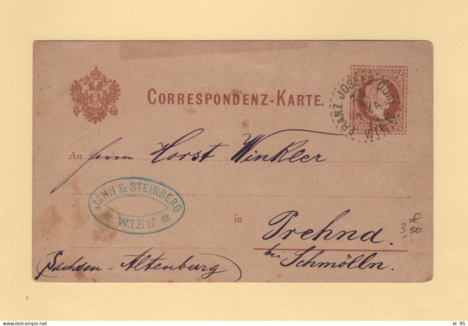 Autriche - Wien - Franz Josefs Quai - 1877 - Covers & Documents