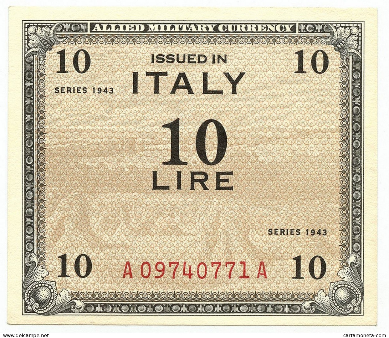 10 LIRE OCCUPAZIONE AMERICANA IN ITALIA MONOLINGUA BEP 1943 QFDS - Allied Occupation WWII