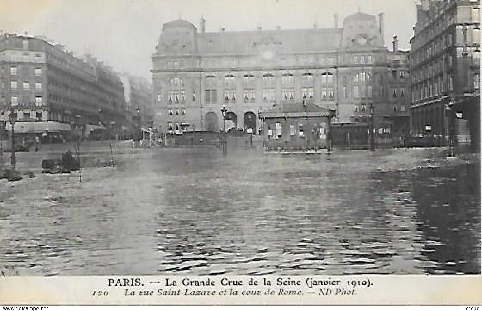 CPA Paris La Grande Crue De La Seine Janvier 1910 - La Rue Saint-Lazare Et La Cour De Rome - Distretto: 08