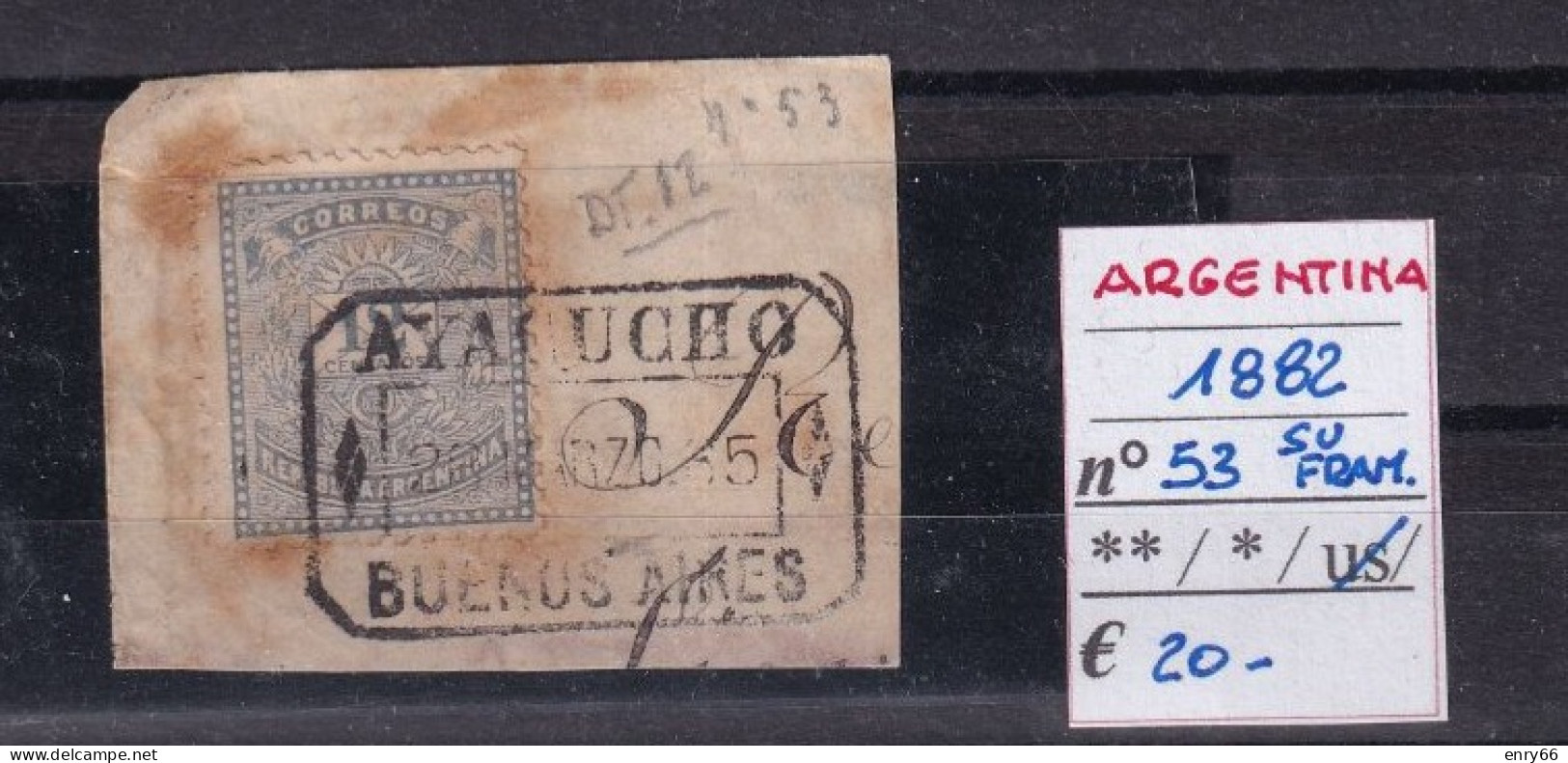 ARGENTINA 1882 N°53 USED - Oblitérés