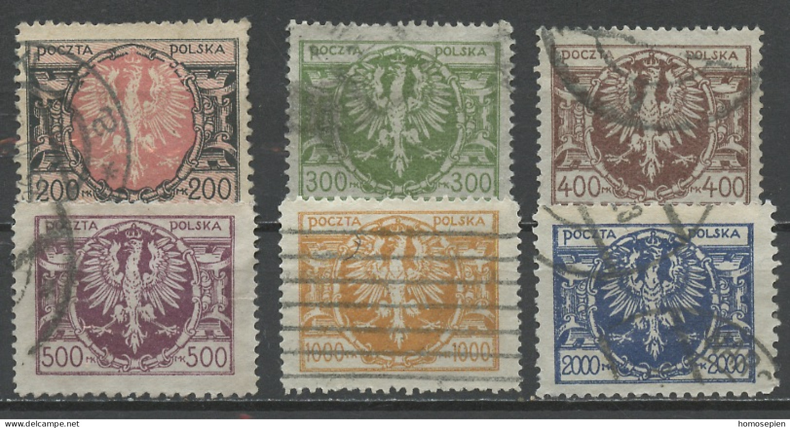 Pologne - Poland - Polen 1923 Y&T N°262 à 267 - Michel N°174+177 à 181 (o) - Armoirie - Usados