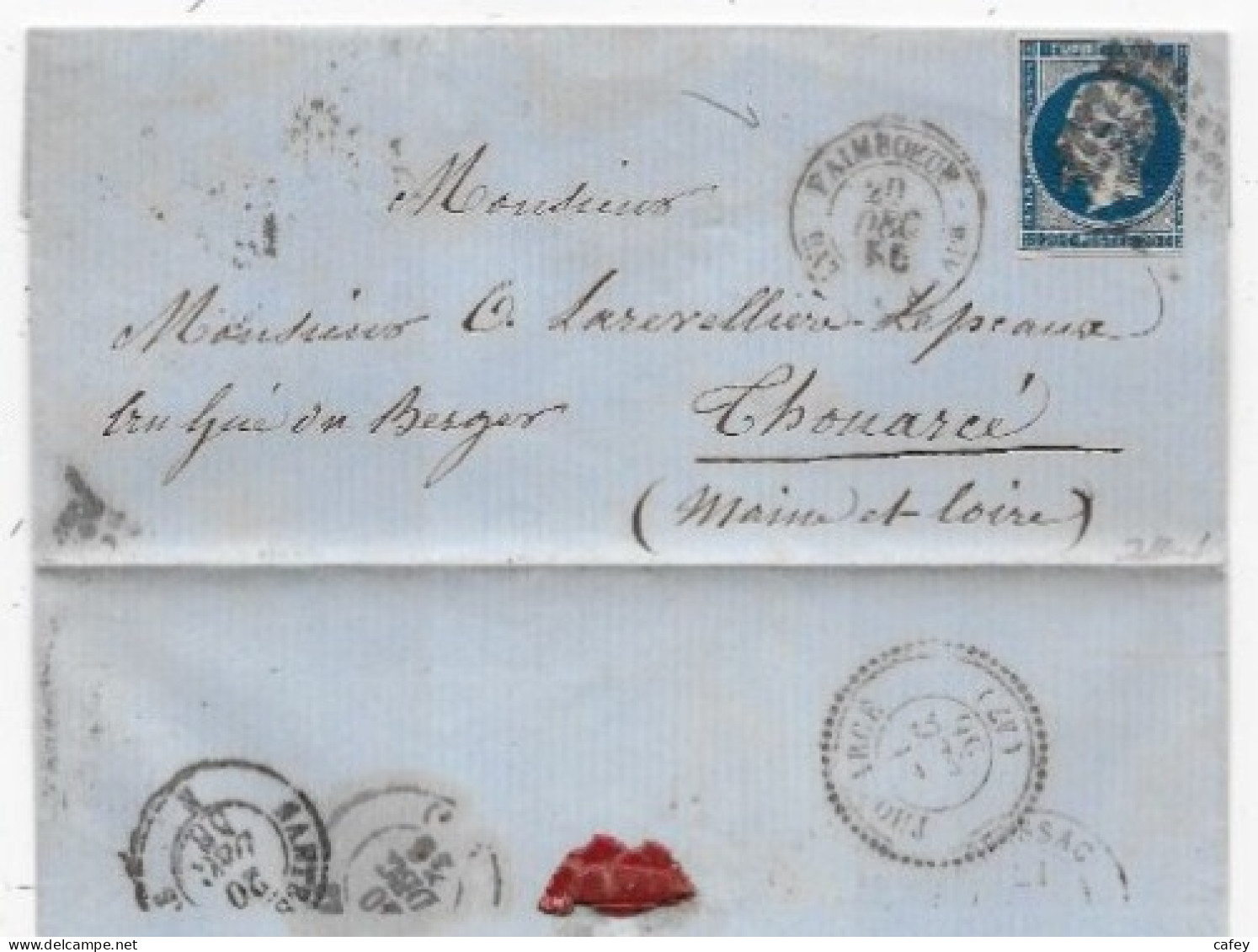 Lettre Timbre Empire N° 14 PC Et Càd PAIMBOEUF /BATEAU A VAPr 1856 - 1849-1876: Klassik