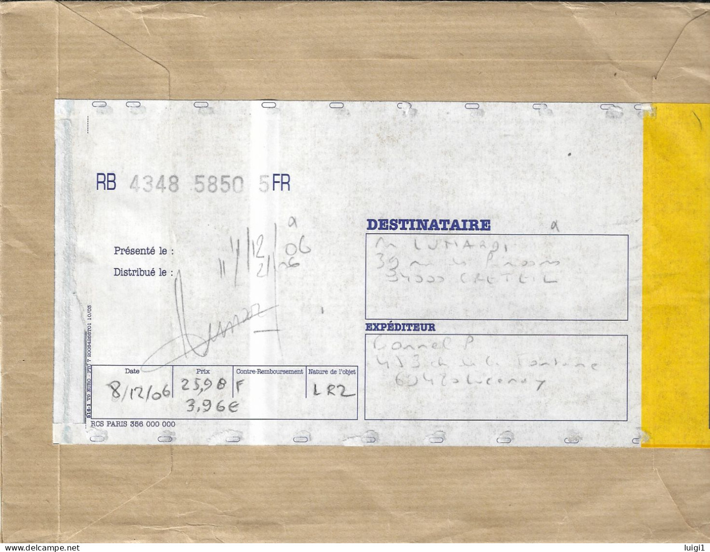 FRANCE 1971-87-90 - Lettre Recommandée LR2 + AR - Y&T PREO N°131-194/197-209. Affranchissement "insolite" Du 8-12-2006. - Covers & Documents