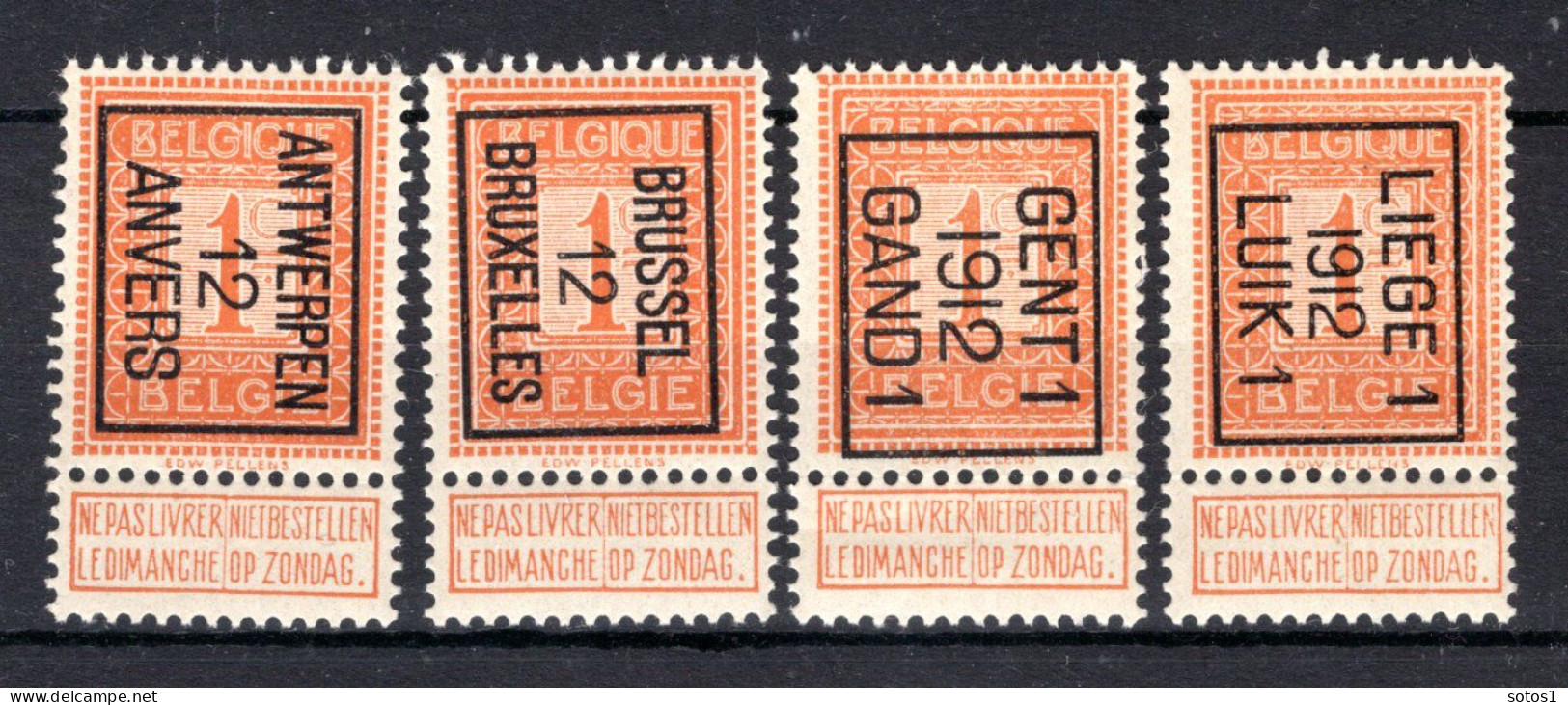 PRE028B/031B MNH** 1912 - Typos 1912-14 (Lion)