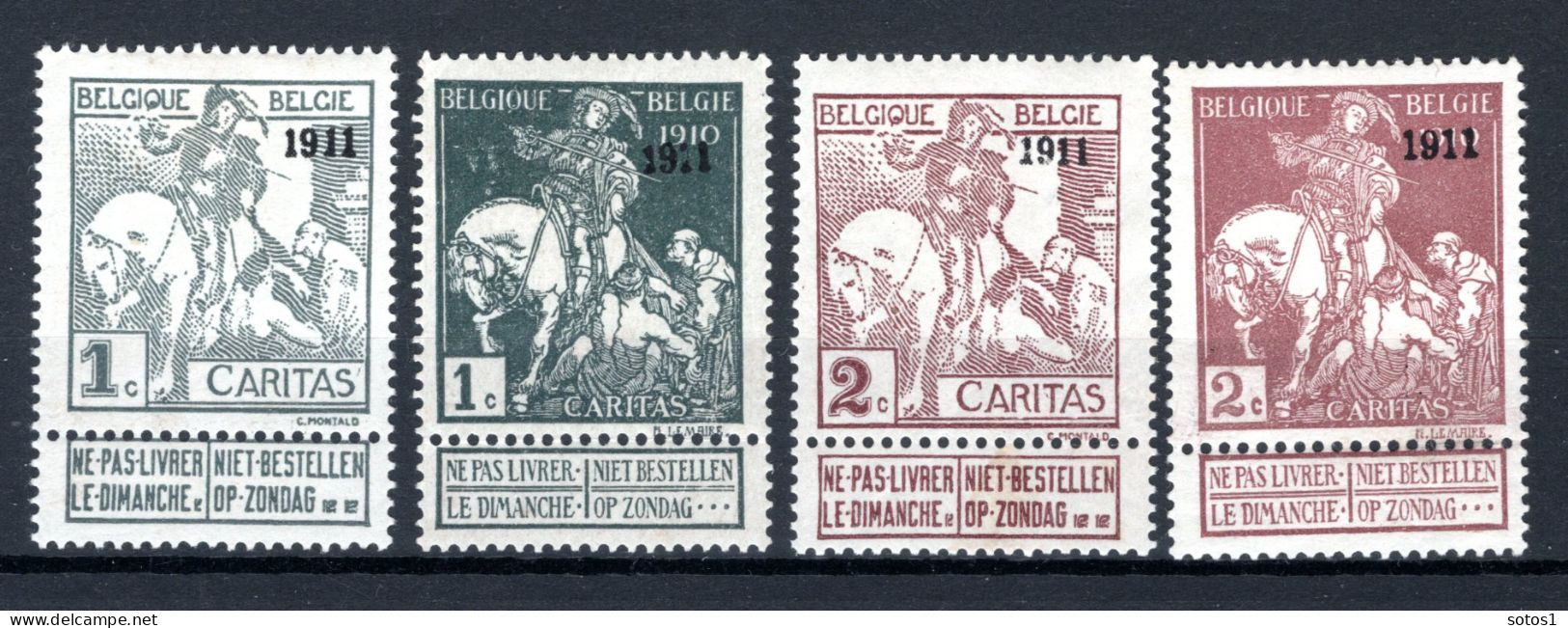 92/95 MH* 1911 - Caritas Met Opdruk 1911  - 1910-1911 Caritas