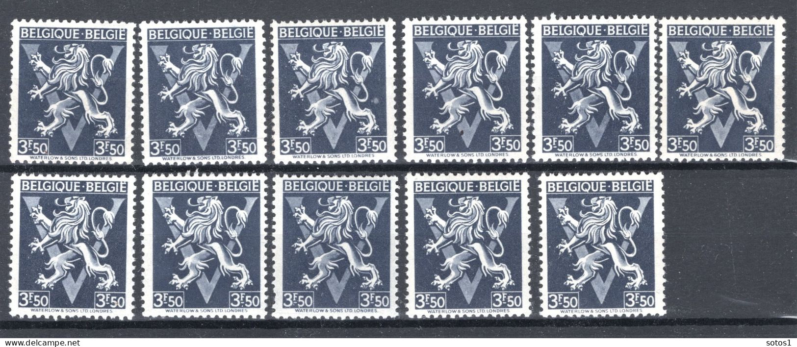 687 MNH** 1944 - Herhaldieke Leeuw Met Grote V (11 Stuks) - Neufs