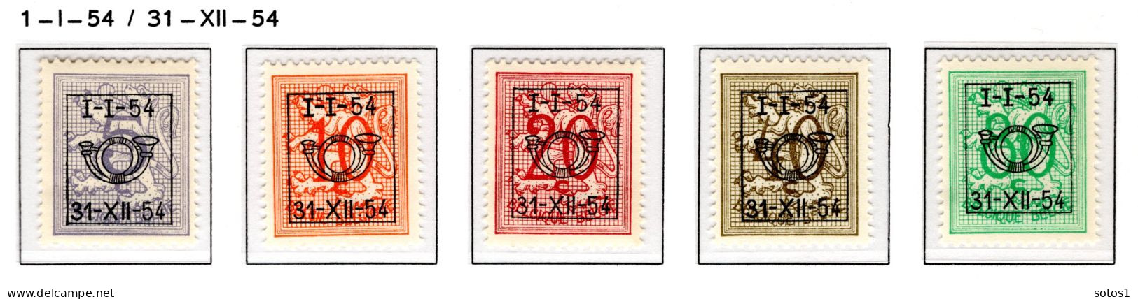 PRE640/644 MNH** 1954 - Cijfer Op Heraldieke Leeuw Type D - REEKS 46 - Typografisch 1951-80 (Cijfer Op Leeuw)