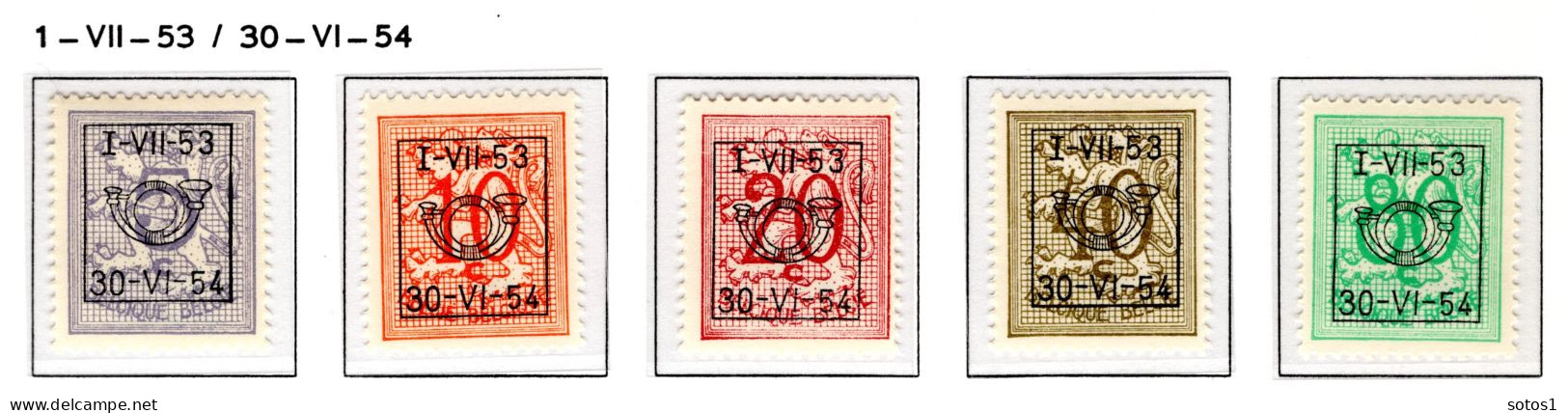 PRE635/639 MNH** 1953 - Cijfer Op Heraldieke Leeuw Type D - REEKS 45 - Typografisch 1951-80 (Cijfer Op Leeuw)