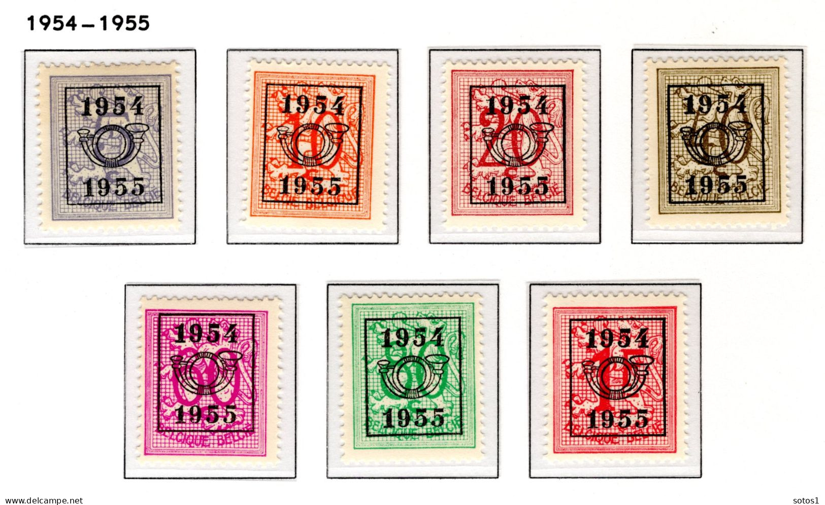 PRE645/651 MNH** 1954 - Cijfer Op Heraldieke Leeuw Type E - REEKS 47 - Typos 1951-80 (Ziffer Auf Löwe)