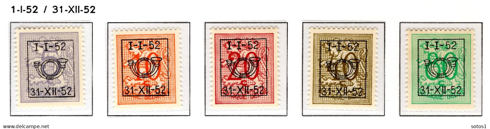 PRE620/624 MNH** 1952 - Cijfer Op Heraldieke Leeuw Type D - REEKS 42 - Typo Precancels 1951-80 (Figure On Lion)