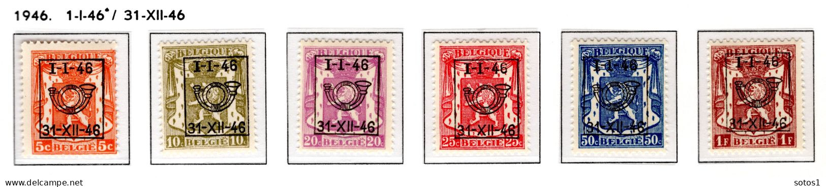 PRE547/552 MNH** 1946 - Klein Staatswapen Opdruk Type D - REEKS 30 - Typos 1936-51 (Petit Sceau)