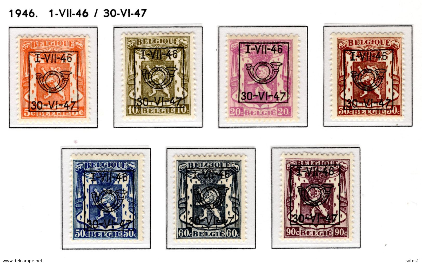 PRE553/559 MNH** 1946 - Klein Staatswapen Opdruk Type D - REEKS 31 - Typos 1936-51 (Petit Sceau)