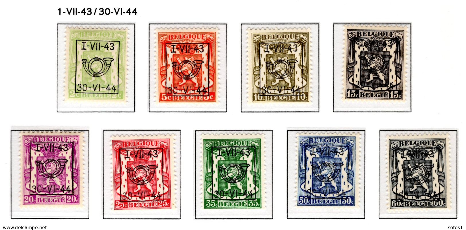 PRE502/510 MNH** 1943 - Klein Staatswapen Opdruk Type D - REEKS 25 - Typos 1936-51 (Petit Sceau)