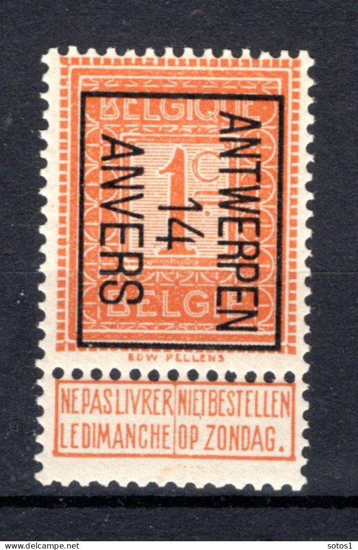 PRE44B MNH** 1912 - ANTWERPEN 14 ANVERS - Typo Precancels 1912-14 (Lion)