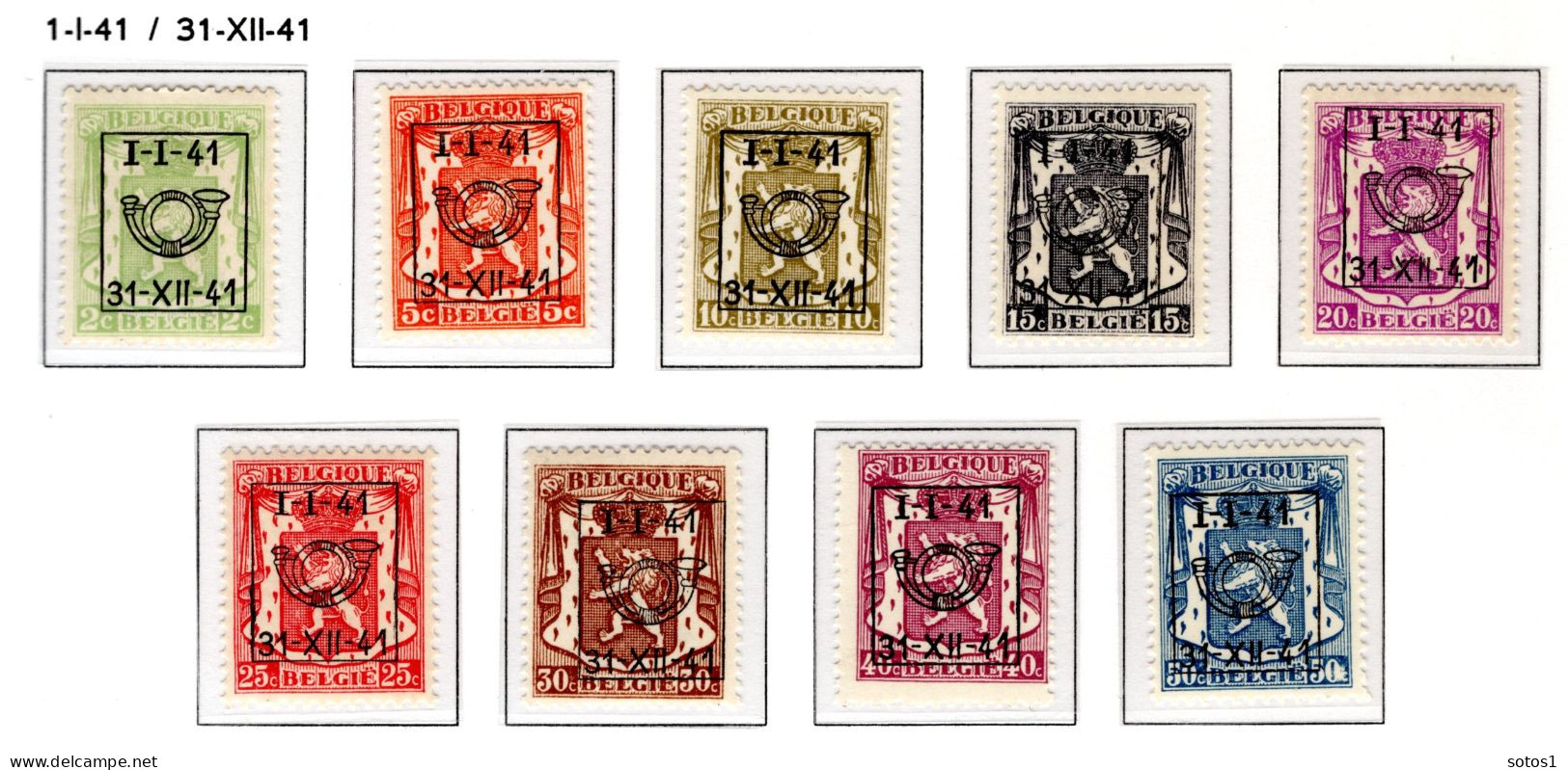 PRE455/463 MNH** 1941 - Klein Staatswapen Opdruk Type D - REEKS 20 - Typos 1936-51 (Petit Sceau)