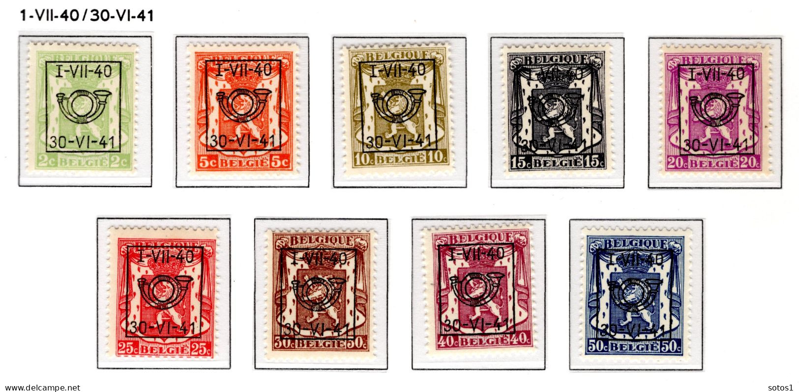 PRE446/454 MNH** 1940 - Klein Staatswapen Opdruk Type D - REEKS 19 - Typos 1936-51 (Petit Sceau)