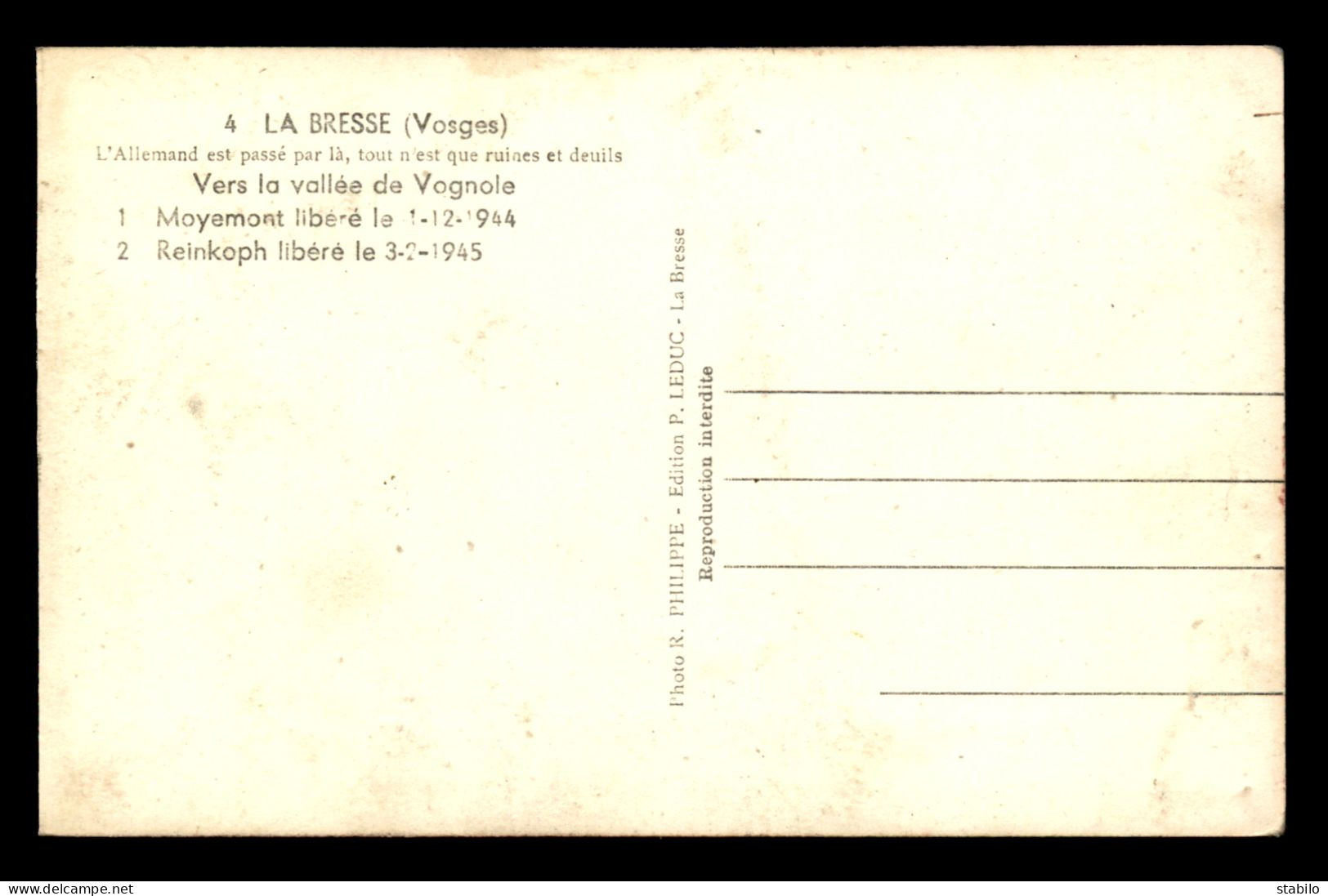 GUERRE 39/45 - LA BRESSE ET LA VALLEE DE VOGNOLE (VOSGES) - APRES LE PASSAGE DES ALLEMANDS - War 1939-45