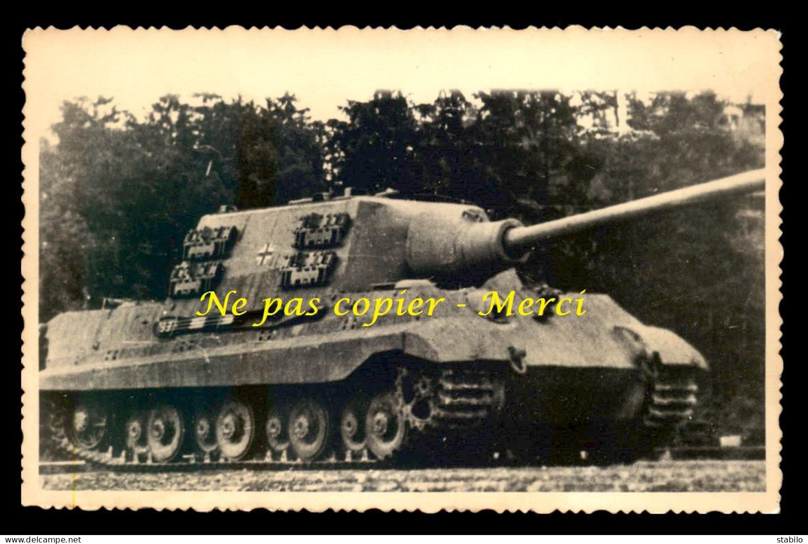 GUERRE 39/45 - CHASSEURS DE CHAR ALLEMAND JAGDTIGER 8.8 PAK 43  - CARTE PHOTO ORIGINALE - War 1939-45