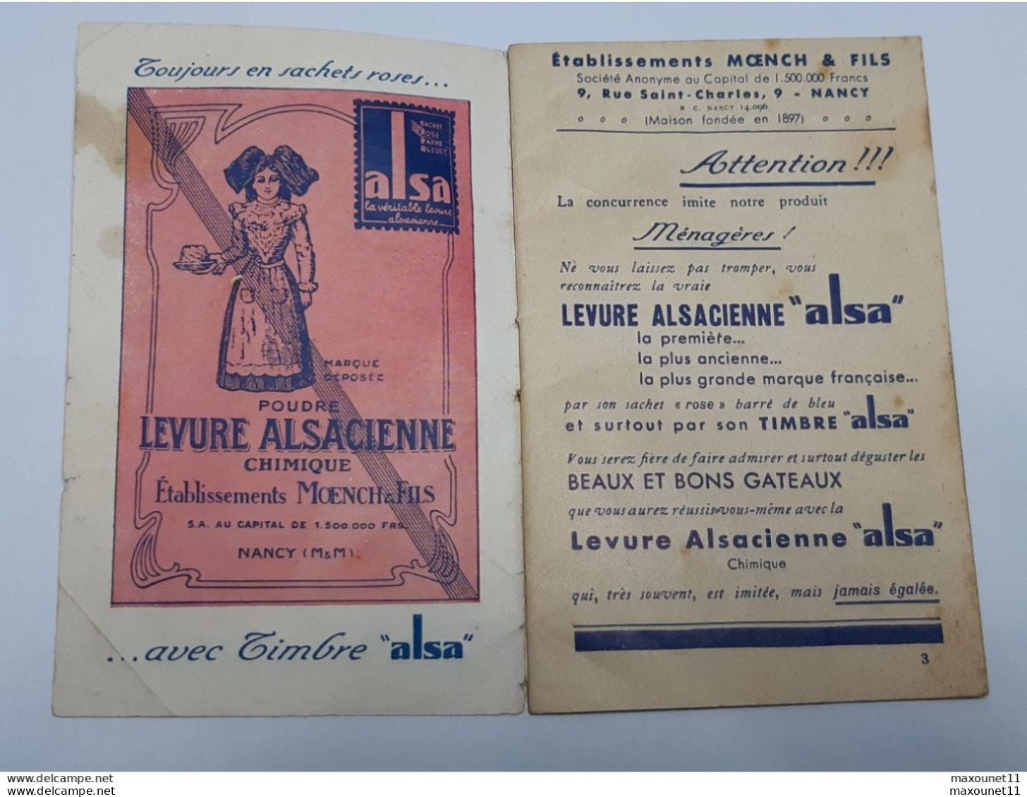 Alsace - Levure Alsacienne Alsa .. Lot10 . - ....-1949