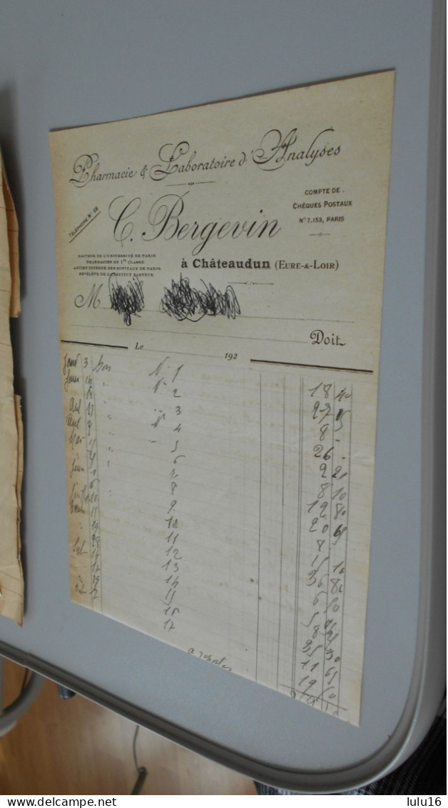 CHATEAUDUN  BERGEVIN PHARMACIE ET LABORATOIRE D ANALYSES 2 ème - 1900 – 1949