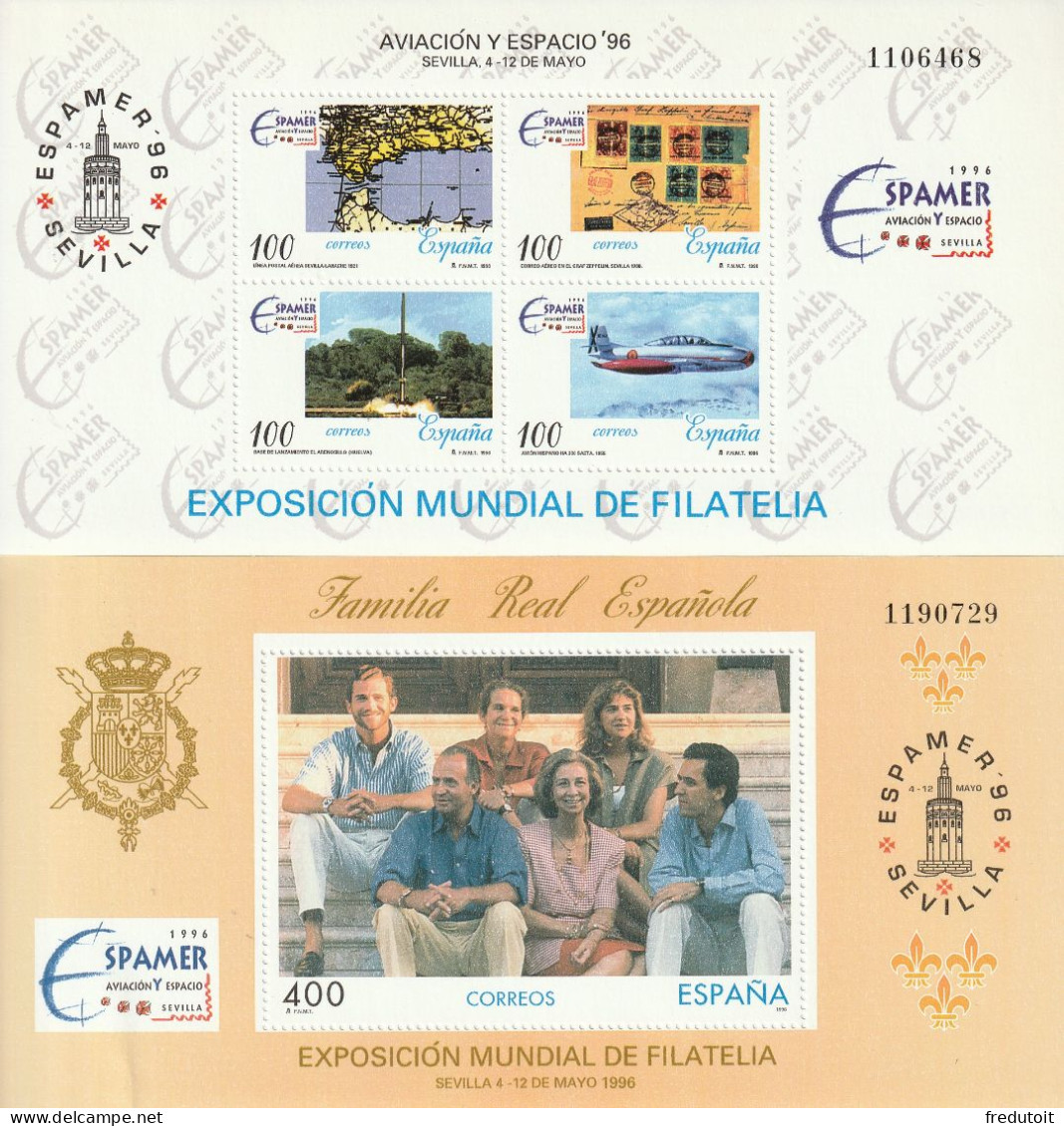 ESPAGNE - 2 BLOCS N°70/1 ** (1996) "Espamer'96" - Blocks & Sheetlets & Panes
