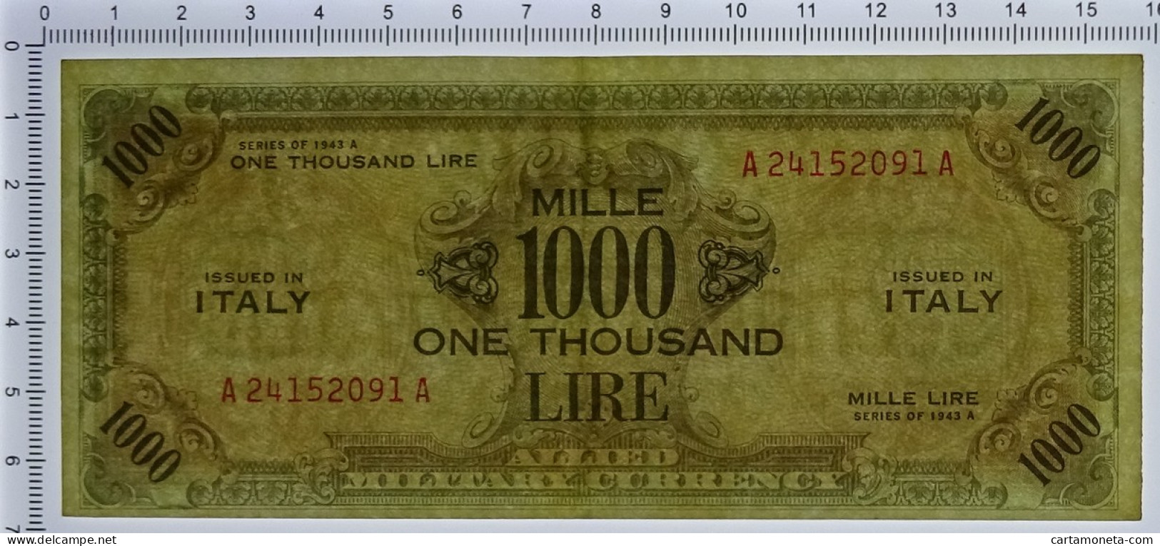 1000 LIRE OCCUPAZIONE AMERICANA IN ITALIA BILINGUE FLC A-A 1943 A SPL/SPL+ - Occupation Alliés Seconde Guerre Mondiale