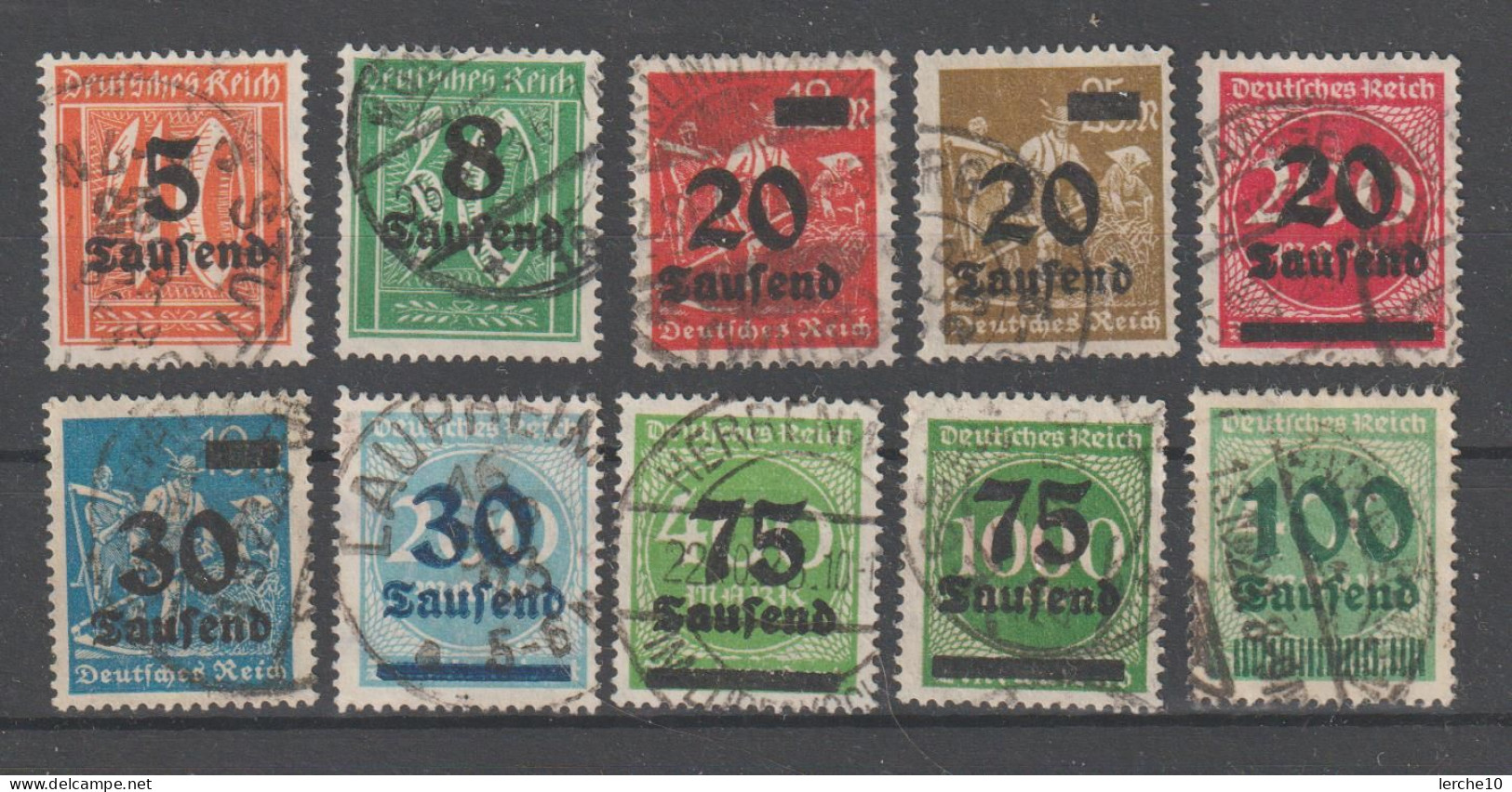 10 Infla Werte Gestempelt, Geprüft  (0415) - Used Stamps