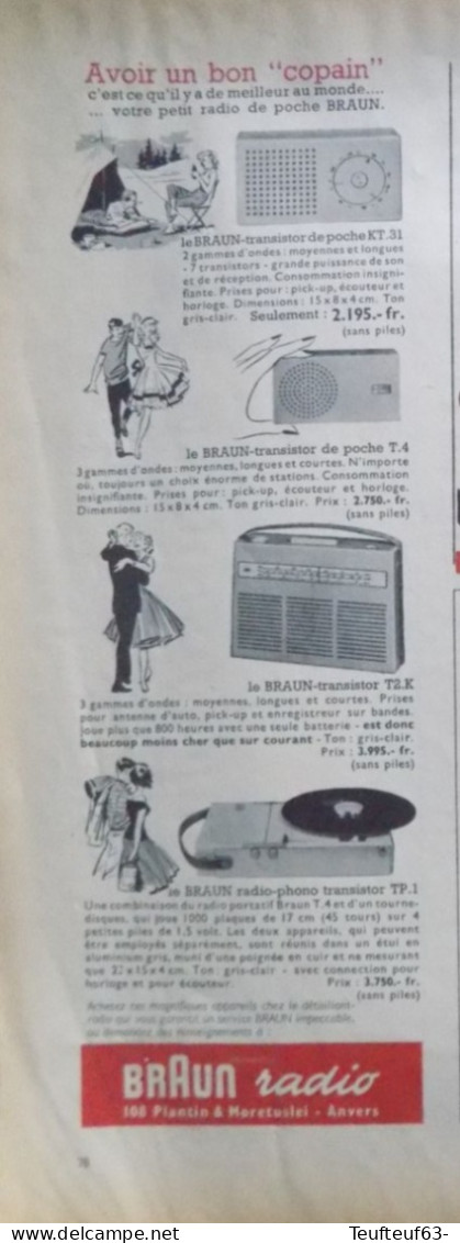 Publicité De Presse ; Les Radios De Poche Braun - Publicités