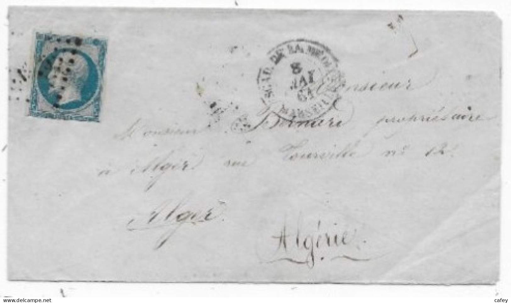 Lettre Timbre Empire N° 14 PC 1896  Et Càd ESCADRE DE LA MEDITee / MARSEILLE 1861 P / ALGER Indice 16 - 1849-1876: Classic Period