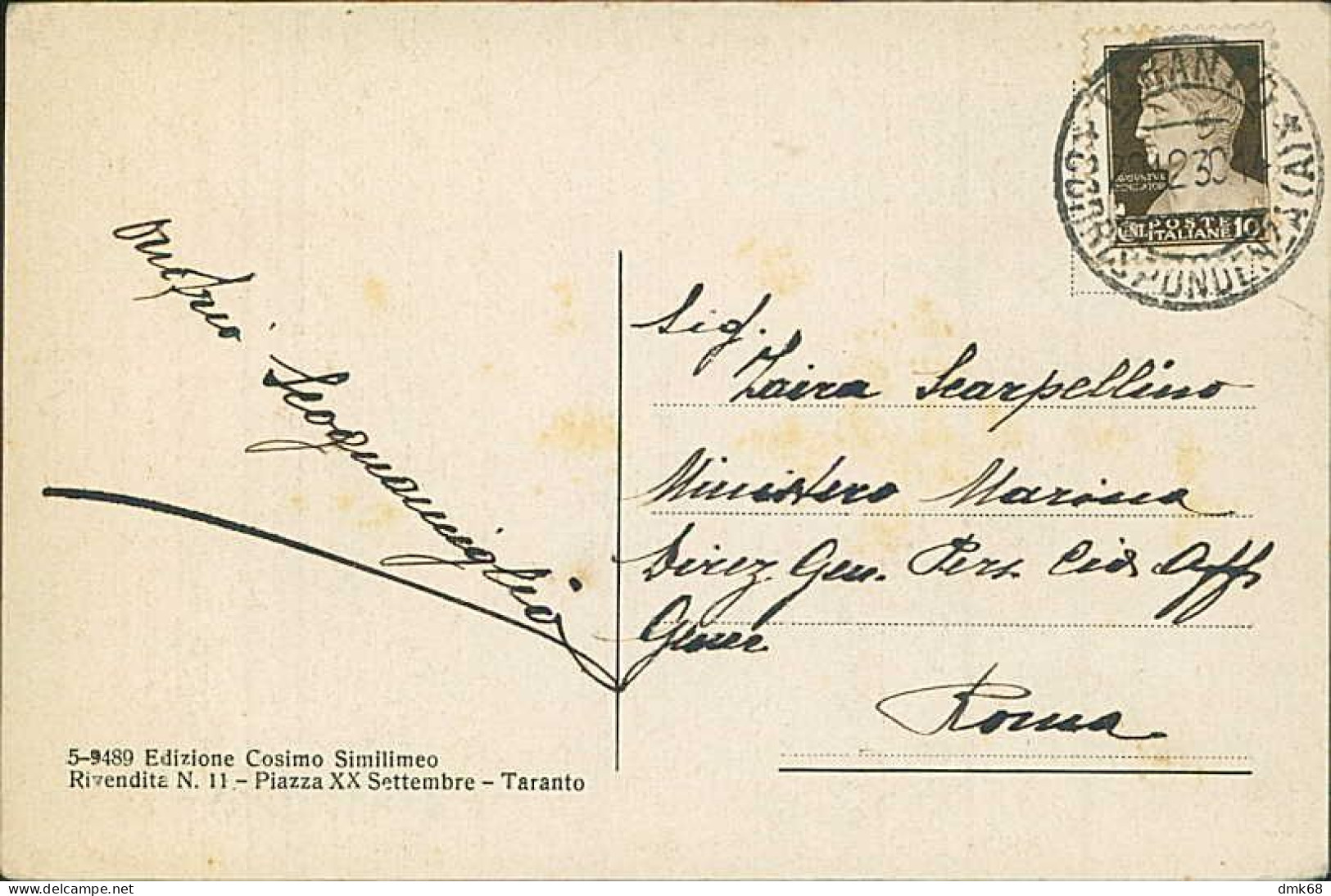 TARANTO - VIA REGINA MARGHERITA - EDIZ. DE PACE - SPEDITA 1950 (20833) - Taranto