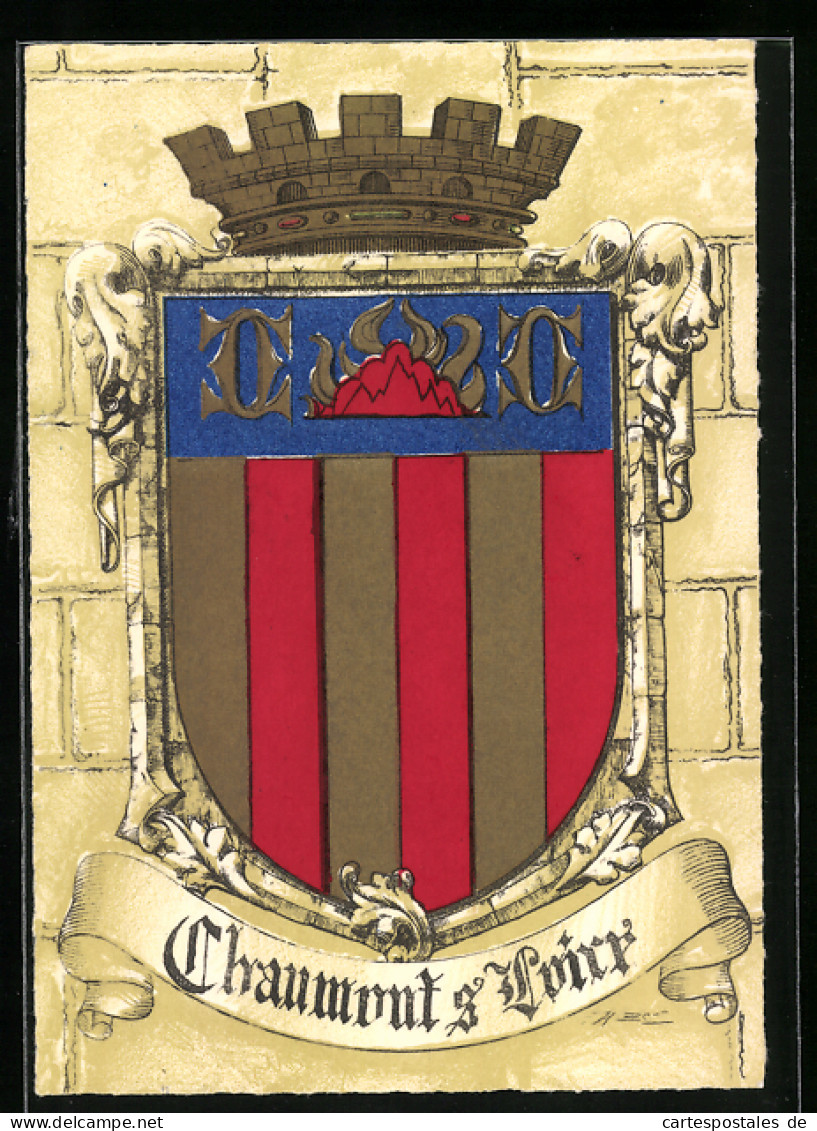 AK Wappen Von Chaumont-sur-Loire Mit Rot-goldenen Streifen Und Einer Flamme  - Genealogy