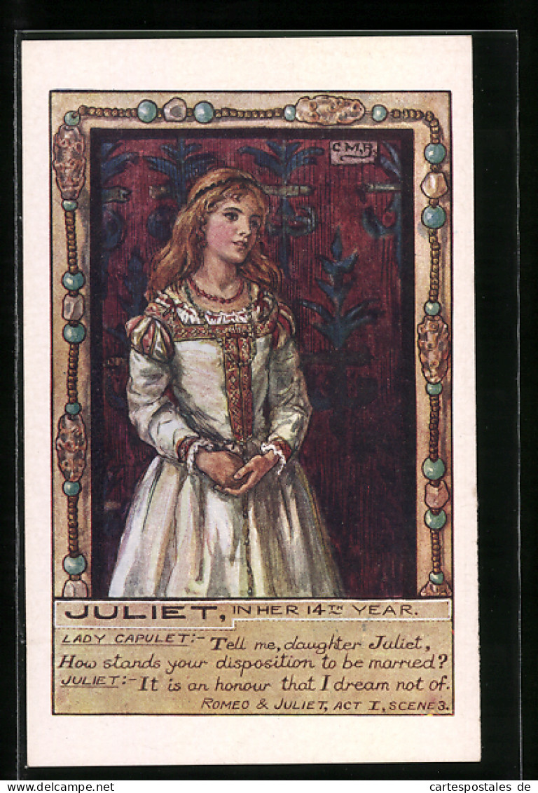 Künstler-AK Juliet From Romeo & Juliet, Shakespeare  - Writers