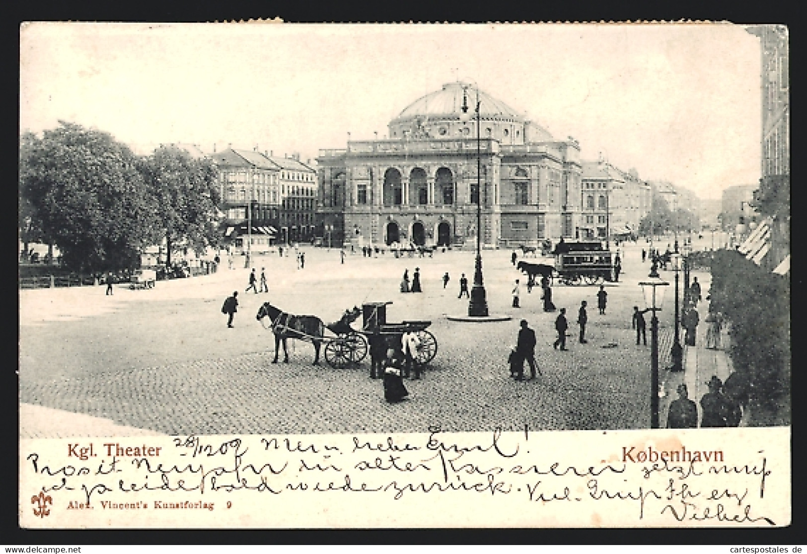 AK Kobenhavn, Kutschen Am Kgl. Theater  - Danemark