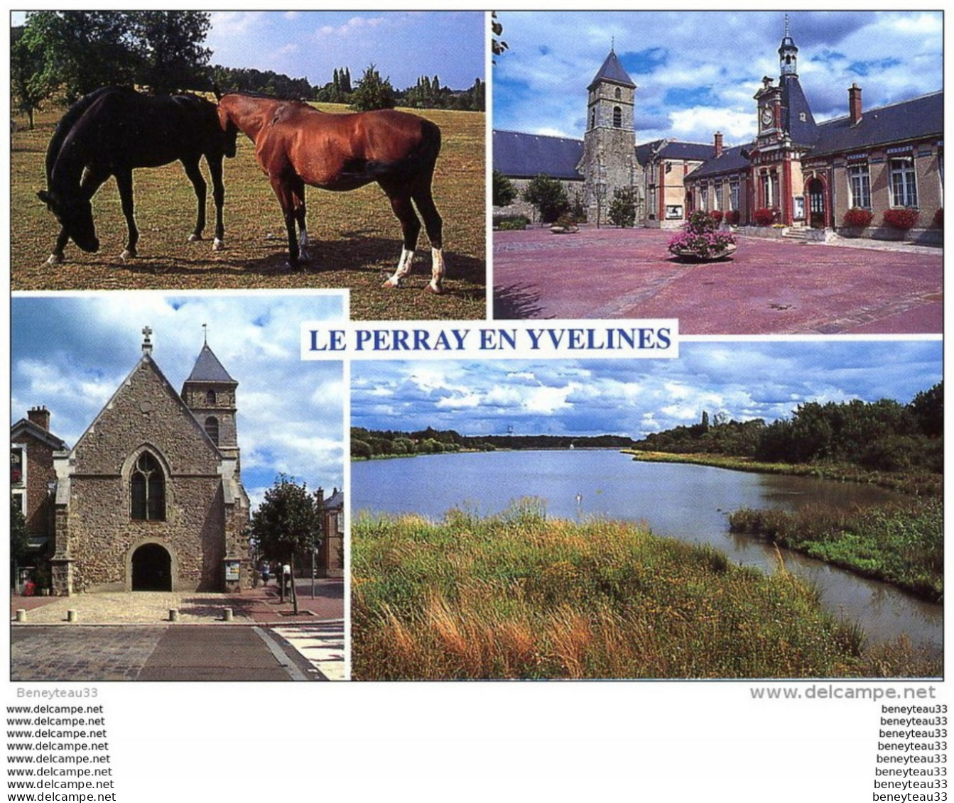 CP Réf : H739) LE PERRAY-EN-YVELINES (Yvelines 78) L'Église-Saint-Éloi - La Mairie - Étang Du Perray Multi Vues - Le Perray En Yvelines