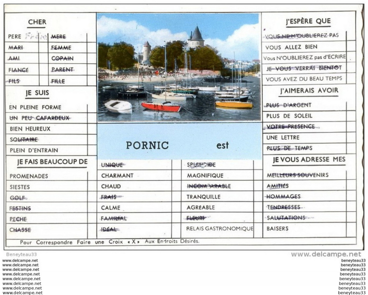 CPSM (Réf : H797) PORNIC (LOIRE-ATLANTIQUE 44) MULTI TEXTES (animée) - Pornic