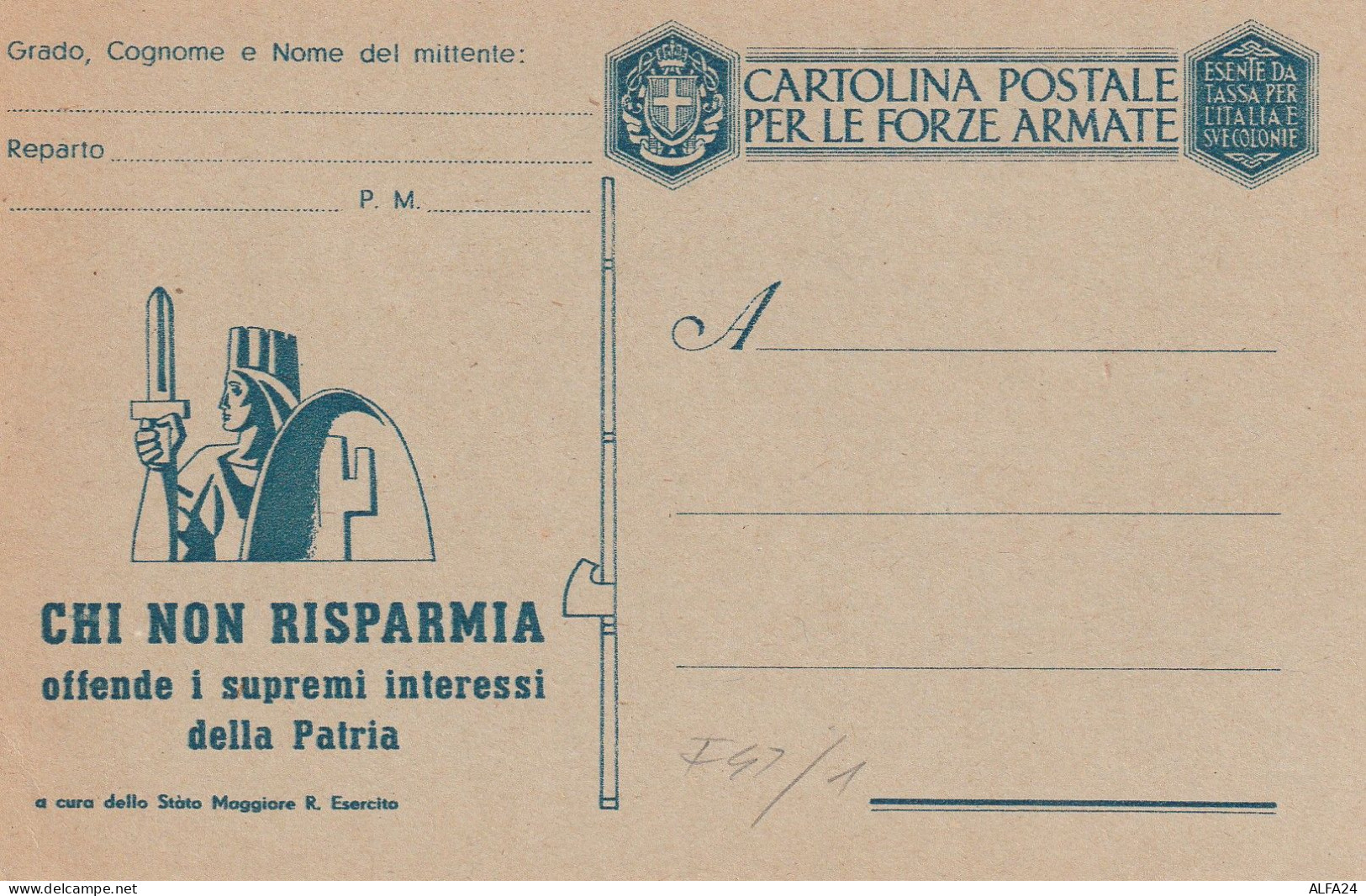 FRANCHIGIA NUOVA 1942 CHI NON RISPARMIA (XT4174 - Portofreiheit