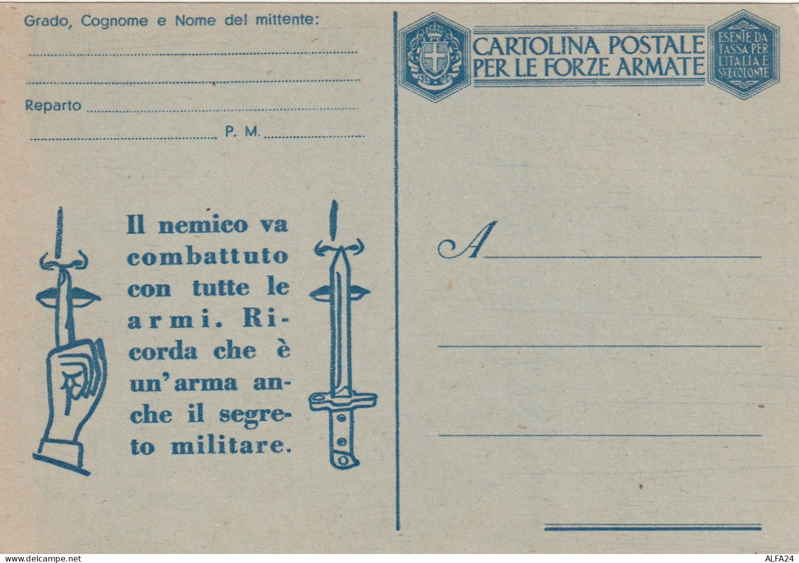 FRANCHIGIA NUOVA 1943 IL NEMICO VA COMBATTUTO (XT4146 - Franchise