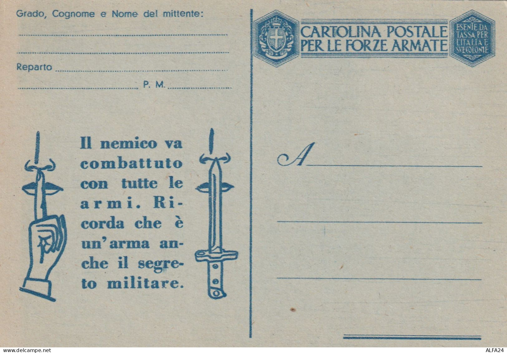 FRANCHIGIA NUOVA 1943 IL NEMICO VA COMBATTUTO (XT4144 - Portofreiheit