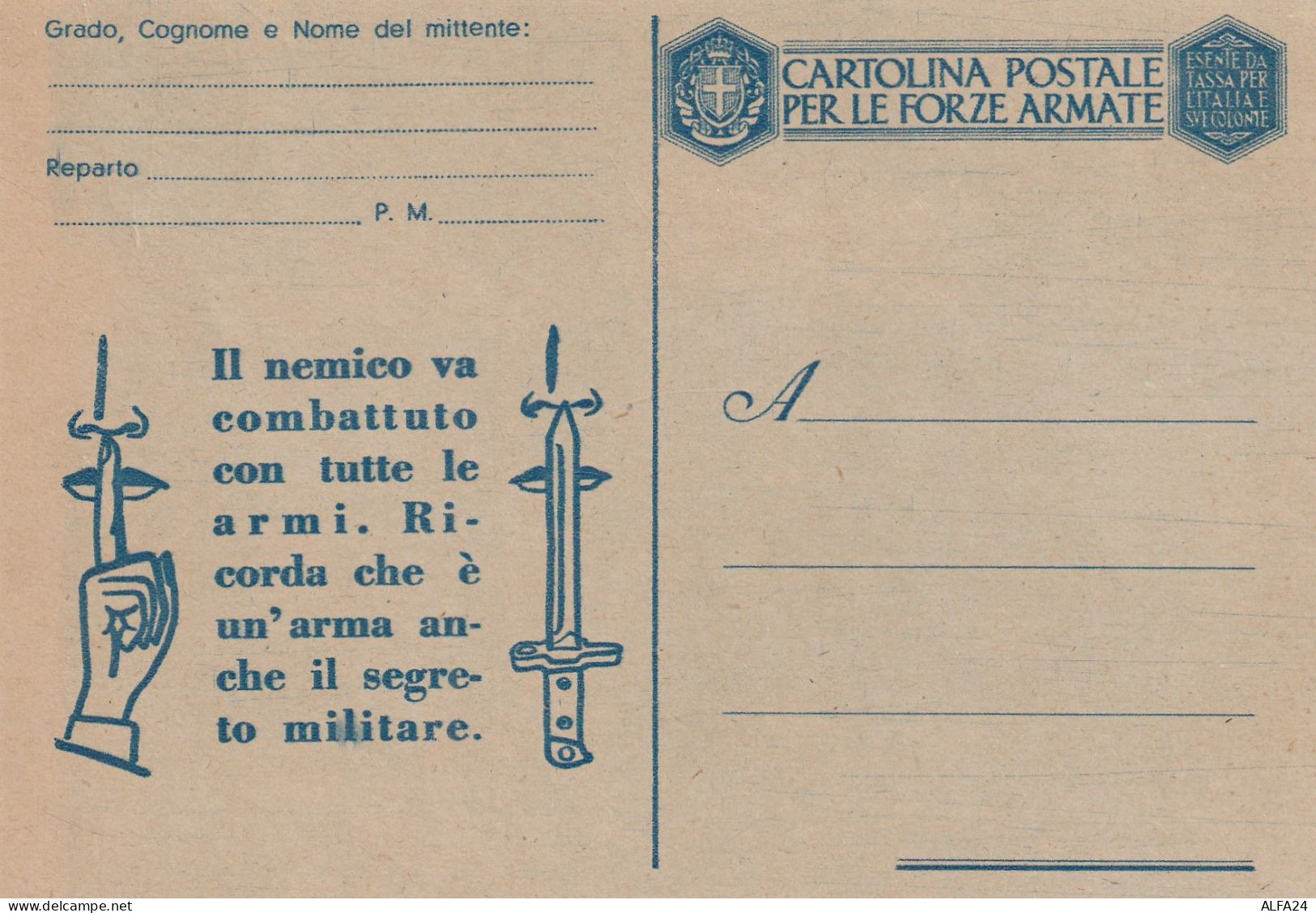 FRANCHIGIA NUOVA 1943 IL NEMICO VA COMBATTUTO (XT4142 - Portofreiheit