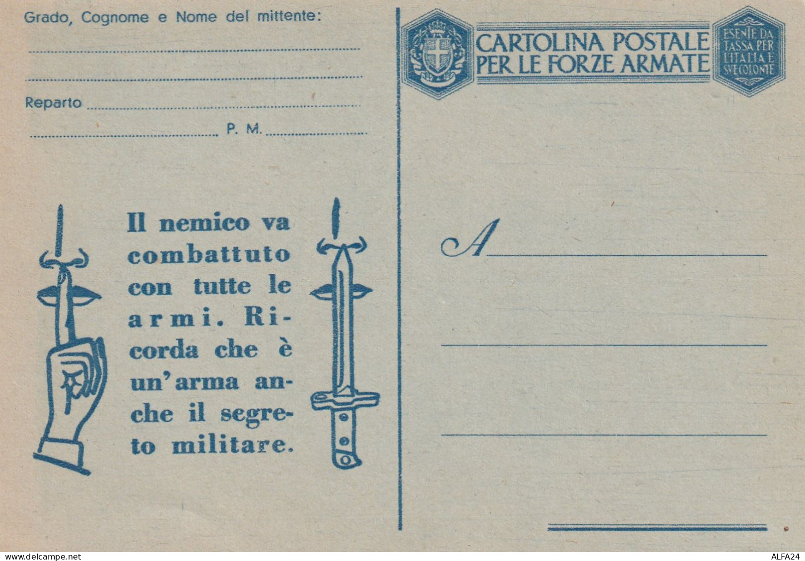 FRANCHIGIA NUOVA 1943 IL NEMICO VA COMBATTUTO (XT4143 - Franchise