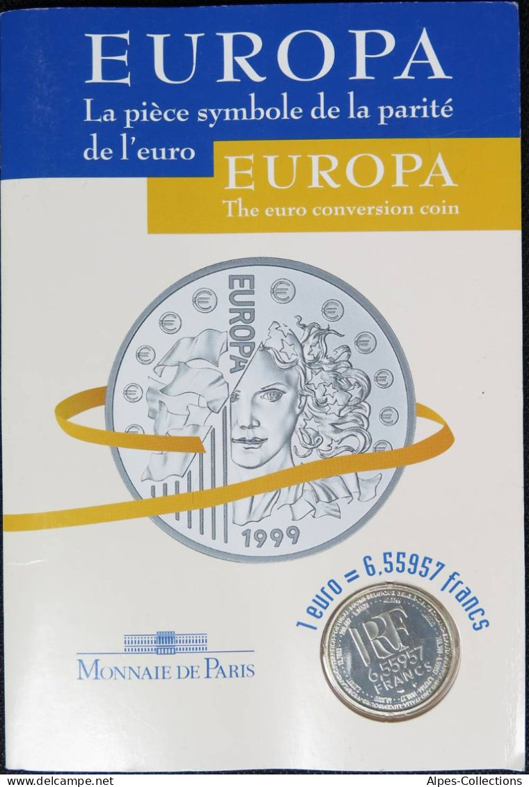 00699BU.1 - PLAQUETTE BU - 6,55957 F  1999 - Monnaie Parité - Argent 900‰ - Commemoratives