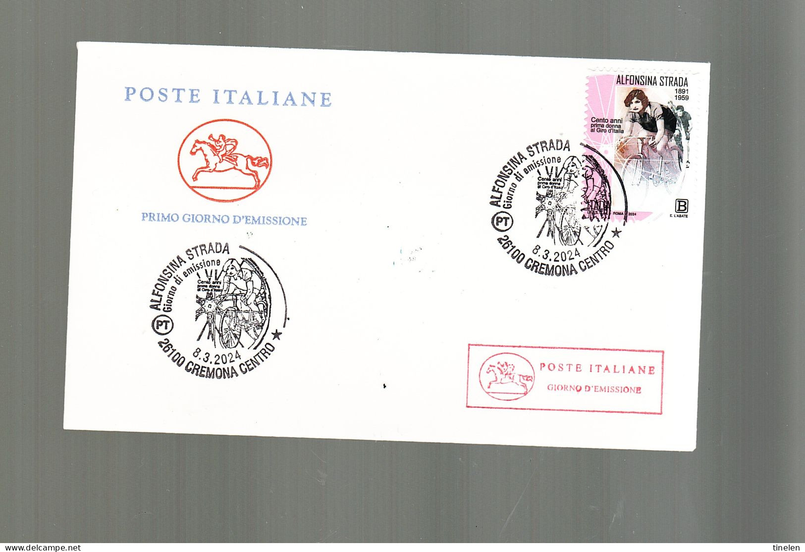 Italia 2024 : Alfonsina Strada - FDC " Cavallino " / 1° Giorno Di Emissione - Radsport