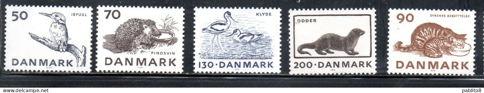 DANEMARK DANMARK DENMARK DANIMARCA 1975PROTECTED FAUNA DANISH SOCIETY PROVENTION CRUDELTY ANIMALS COMPLETE SET SERIE MNH - Unused Stamps