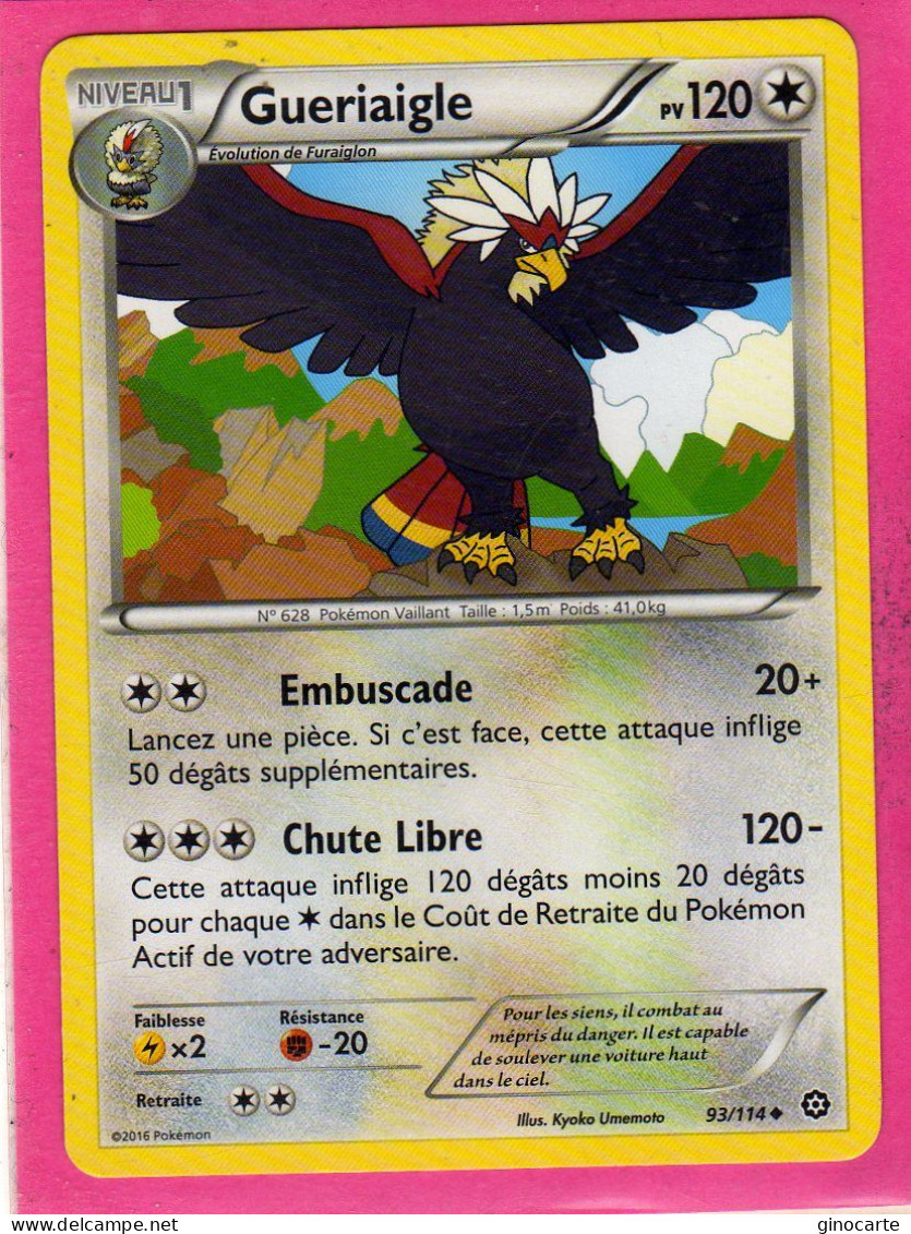 Carte Pokemon Francaise 2016 Xy Offencive Vapeur 93/114 Gueriaigle 120pv Neuve - XY