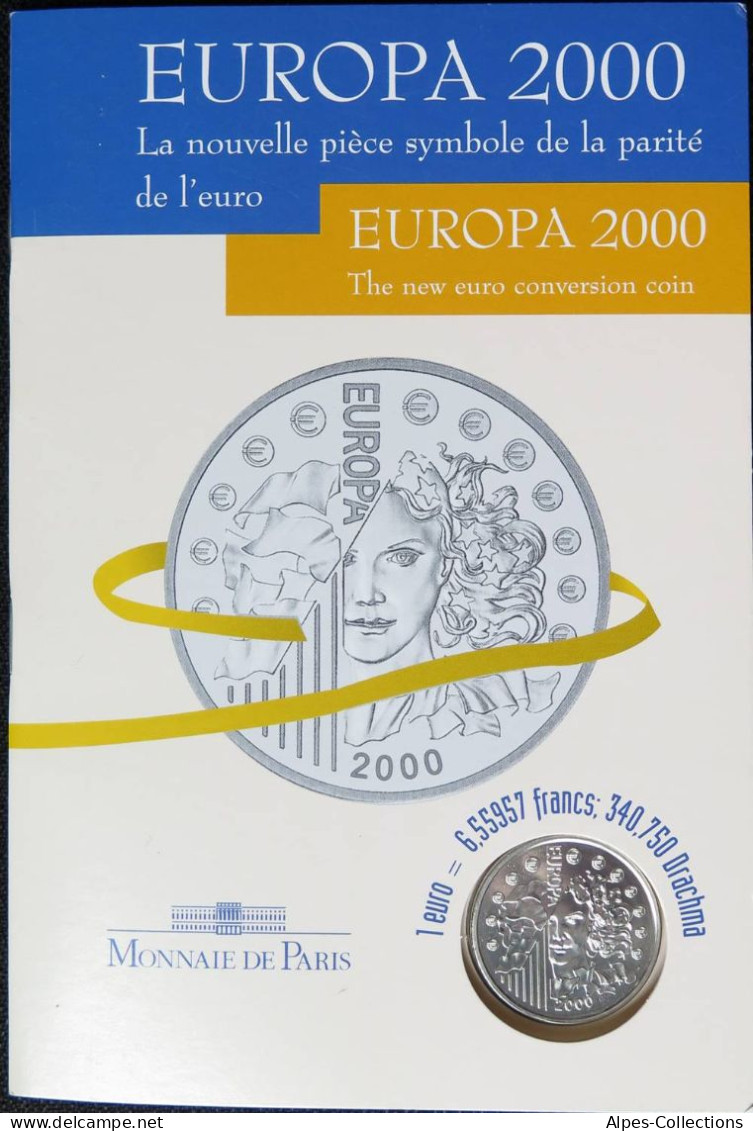 00600BU.1 - PLAQUETTE BU - 6,55957 F  2000 - Monnaie Parité - Argent 900‰ - Conmemorativos