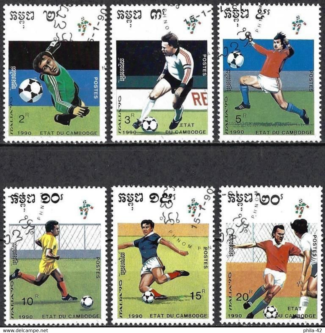 Cambodia 1990 - Mi 1089/94 - YT 893/98 ( World Football Cup ) - 1990 – Italy