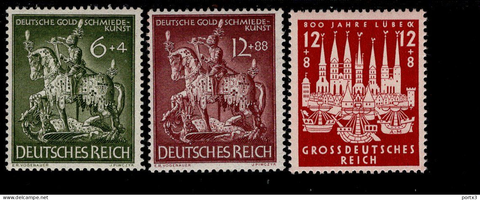 Deutsches Reich 860 - 865 Goldschmiedekunst Lübeck Fahnenträger R. Koch Hitler Mit Fahne MNH Postfrisch ** Neuf - Neufs