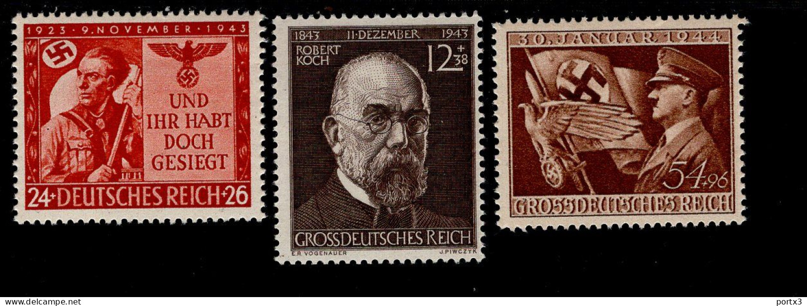 Deutsches Reich 860 - 865 Goldschmiedekunst Lübeck Fahnenträger R. Koch Hitler Mit Fahne MNH Postfrisch ** Neuf - Neufs