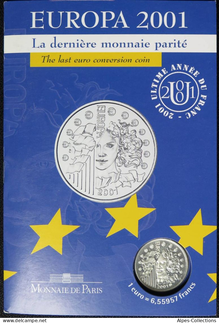 00601BU.1 - PLAQUETTE BU - 6,55957 F  2001 - Monnaie Parité - Argent 900‰ - Commémoratives